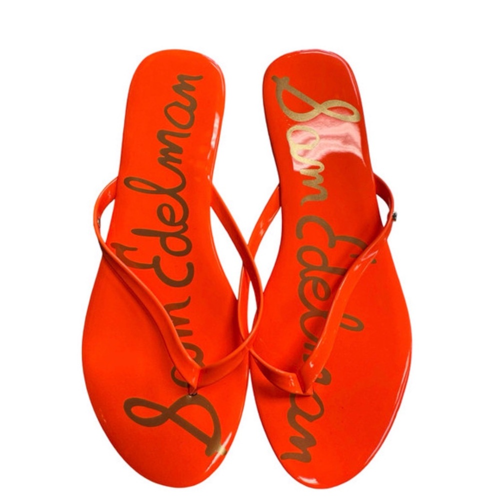 Sam Edelman Oliver Jelly Flip Flop Sandals Neon Orange - Size 6.5 NEW